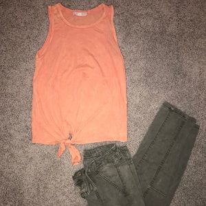 Acid wash orange Forever 21 Small knotted tank